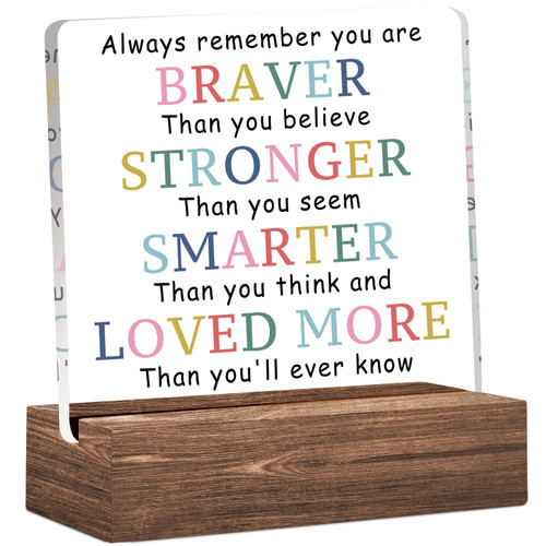 Inspirational Clear Desk Decorative Sign with Wood Stand, Home Bedroom Office Positive Plaque Decor, Friendship Gifts For Women Friends Daughter Son Coworker Inspirational Clear Desk Decorative Sign with Wood Stand, Home Bedroom Office Positive Plaque Decor, Friendship Gifts For Women Friends Daughter Son Coworker