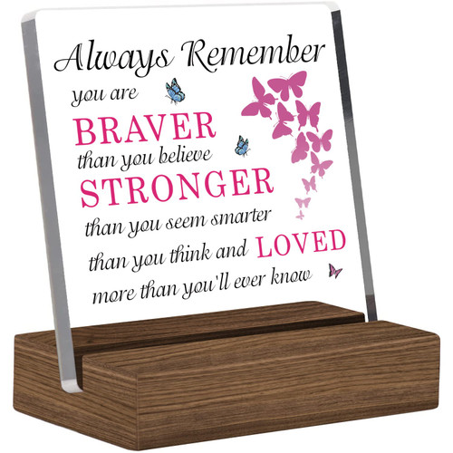 Always Remember You are Braver - Inspirational Clear Desk Decorative Sign with Wood Stand, Home Bedroom Office Positive Plaque Sign for Son, Daughter, Niece, Nephew, Graduation Birthday Gifts Always Remember You are Braver - Inspirational Clear Desk Decorative Sign with Wood Stand, Home Bedroom Office Positive Plaque Sign for Son, Daughter, Niece, Nephew, Graduation Birthday Gifts