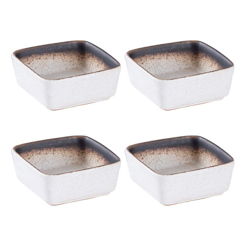 Sizikato 4pcs Square Stoneware Soy Sauce Dipping Bowls Side Dishes for Snack Sushi Fruit Appetizer Dessert. 3.5 Inches