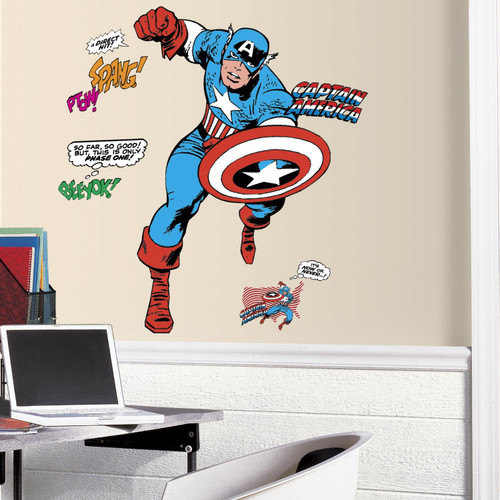 RoomMates RMK3254GM Classic Captain America Comic Peel and Stick Giant Wall Decals