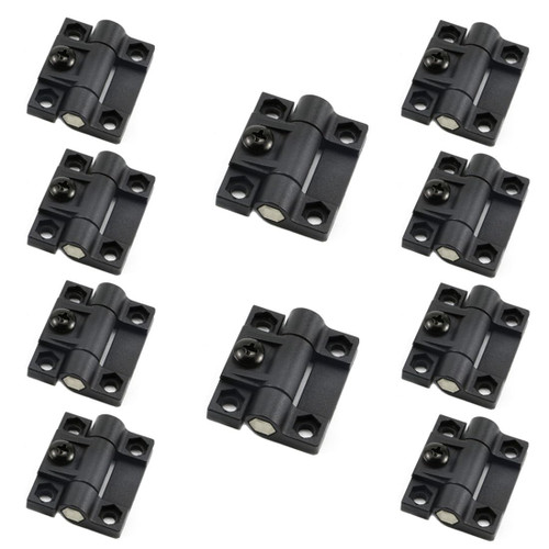 10PCS Adjustable Torque Hinge 43mmx36mm Black Plastic 4 Countersunk Holes Adjustable Position Control Hinges Door Hinges