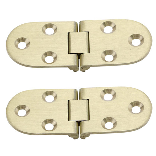 Woogim 2 PCS 3.2x1.2 Inch Brass Butler Tray Hinge,Round Edge Sewing Machine Table Hinge,180 Degree Folding Flip Top Hinge for Table Cabinet Closet Door Furniture