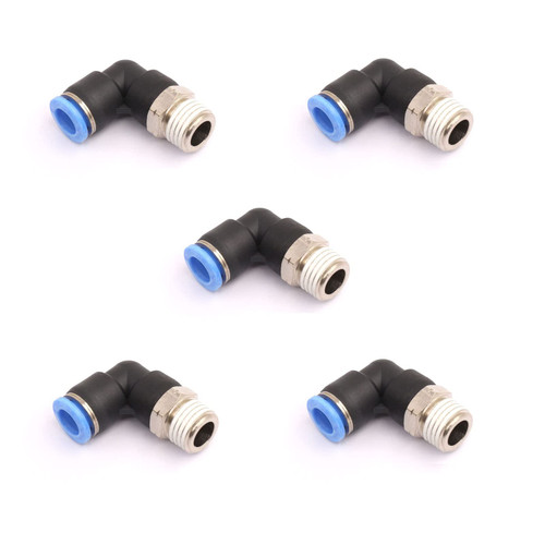 CEKER 1/8 Elbow Male Airlines Push Fittings 90 Degree Push to Connect Fittings Air Fittings, PL 10MM Tubing Od x 1/8" Npt Thread Pneumatic Push In Connectors Quick Connect Tube Fittings 5Packs