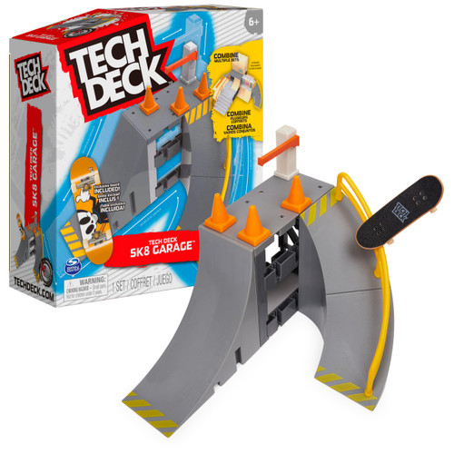 TECH DECK, Sk8 Garage X-Connect Park Creator, Customizable and Buildable Ramp Set with Exclusive Fingerboard, Kids Toy for Boys and Girls Ages 6 and up