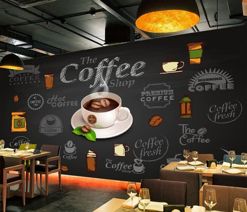 Custom Size Wall Murals,Coffee Restaurant?Removable Peel and Stick Self-Adhesive Wall Murals Large Photo Wallpaper