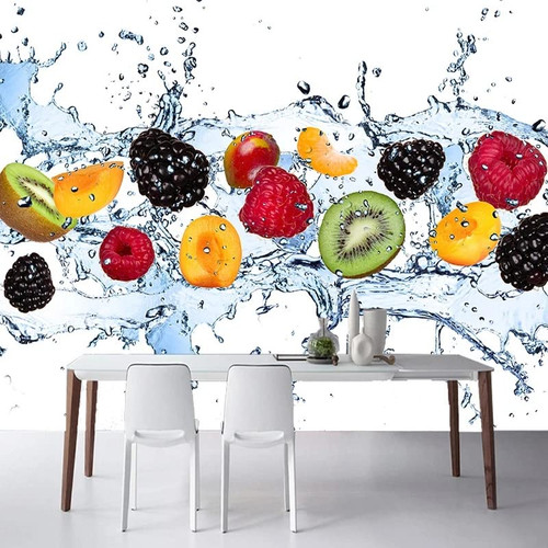 Custom Size Wall Murals,Fresh Fruit Fall Into Water?Removable Peel and Stick Self-Adhesive Wall Murals Large Photo Wallpaper