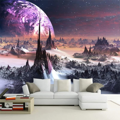 Custom Size Wall Murals,Fantasy Starry Sky Universe Mountain?Removable Peel and Stick Self-Adhesive Wall Murals Large Photo Wallpaper