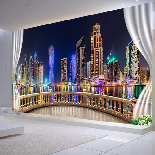 Custom Size Wall Murals,City Night Landscape?Removable Peel and Stick Self-Adhesive Wall Murals Large Photo Wallpaper