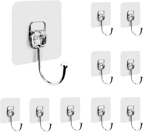 MCZTO Wall Hooks 22lb(Max) Large Adhesive Hooks 20 Packs, Transparent Reusable Seamless Hooks, Waterproof and Oilproof, Bathroom Kitchen Heavy Duty Self Adhesive Hooks (Transparent, 20 Packs) MCZTO Wall Hooks 22lb(Max) Large Adhesive Hooks 20 Packs, Transparent Reusable Seamless Hooks, Waterproof and Oilproof, Bathroom Kitchen Heavy Duty Self Adhesive Hooks (Transparent, 20 Packs)