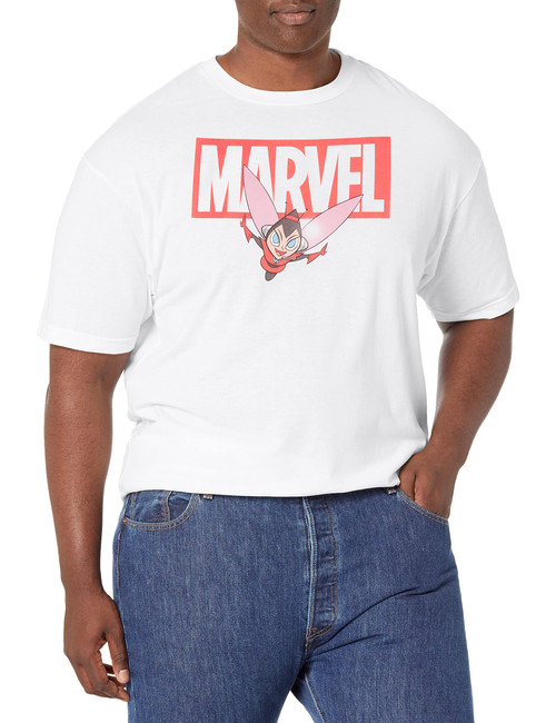 Marvel Big & Tall Classic Brick Wasp Men's Tops Short Sleeve Tee Shirt, White, XX-Large