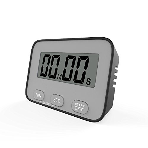 Nuovoware Digital Timer, Digital Kitchen Timer Cooking Baking Exercise Timer with LCD Display Strong Magnetic Back, Large Digits, Loud Beep Alarm, Minute Second Count Up and Countdown, Black