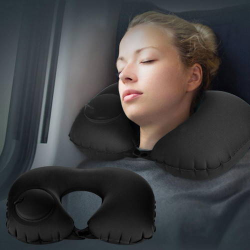 Inflatable Travel Pillow U-shaped Neck Pillow Inflatable Airplane Pillow for Travelling Soft Head Support Pillow Sleeping Travel Neck Pillow Travel Essentials for Airplane Car Bus Train Office Home