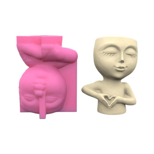 Love Girl Gypsum Silicone Mold DIY Succulents Concrete Flower Pot Vase Plaster Cement Clay Mold Holder Mold Holder Mould for Concrete Cement Resin Casting