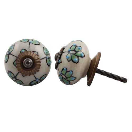 Indian Shelf 2 Pack Decorative Knobs for Cabinets|Floral Drawer Knobs for Kids|Dresser Knobs for Nursery Multicolor|Pulls & Knobs for Kitchen Cabinets Ceramic|Drawer Pulls Single Hole|Kitchen Knob