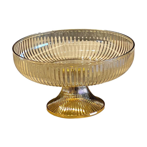 Fenteer Decorative Fruit Bowl Snack Bowl Multifunctional Round Dessert Bowl Decorative Pedestal Bowl Pedestal Fruit Bowl for Table Centerpiece Party, Gold