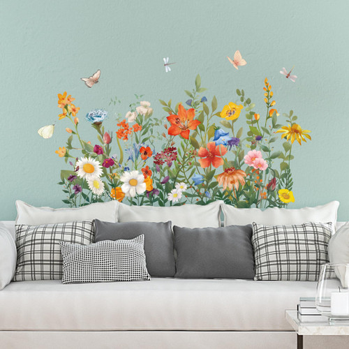 stallry Pampas Grass Wall Decals Wall Stickers Removable Bathroom Wall Art Stickers Peel and Stick for Nursery Bedroom Living Room Decor