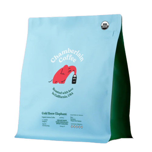 Chamberlain Coffee Cold Brew Elephant - XL Cold Brew Bags - Premeasured, Ready to Brew, Cold Brew Coffee Packs - Contains 4 Cold Brew Bags, Makes 3 Cups of Coffee Per Bag - Cold Brew Coffee Grounds - 4 Bags