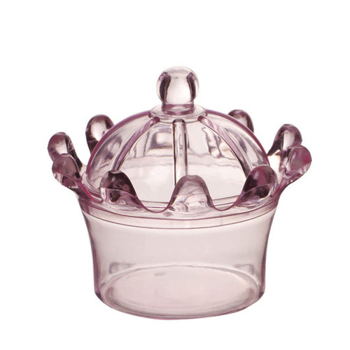 12pcs Wedding Candy Boxes Sweet Case Plastic Round Plastic Food Candy Box Lucency Sugar Box Crown Shape for Party (Pink) Decor for Banquet Celebration Favors