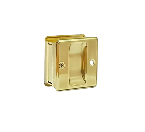 QCAA Solid Brass Sliding Door Pull Door Pocket, Polished Brass, Made in Taiwan, 1 Pack