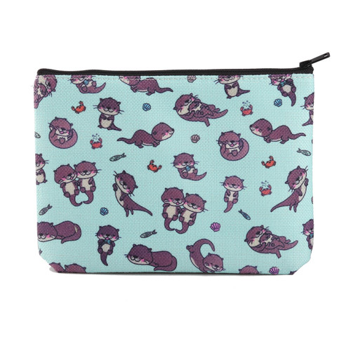 XYANFA Sea Otter Makeup Bag Otter Gift Sea Otter Zipper Pouch Otter Lover Gift River Otter Cosmetic Bag (Sea Otter Makeup Bag)