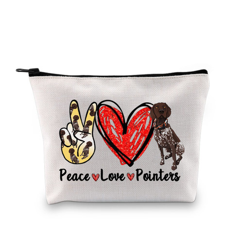 XYANFA German Shorthaired Pointer Makeup Bag Pointer Mom Gift Gsp Dog Lover Gift Peace Love Pointers Zipper Pouch (Peace Love Pointers)