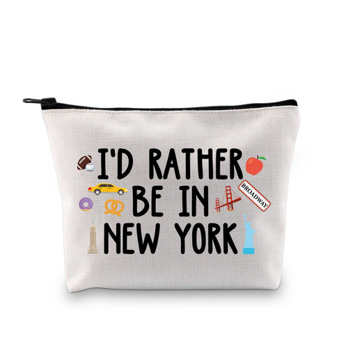 XYANFA New York City Makeup Bag NYC Souvenir Gifts New York Themed Girls Trip Gift Vacation Travel Bag I'd Rather Be in New York Cosmetic Bag (Rather Be in NEW YORK) XYANFA New York City Makeup Bag NYC Souvenir Gifts New York Themed Girls Trip Gift Vacation Travel Bag I'd Rather Be in New York Cosmetic Bag (Rather Be in NEW YORK)
