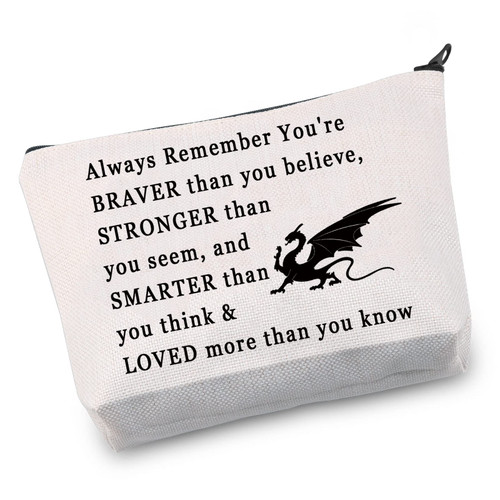 VAMSII Dragon Cosmetic Bag Dragon Lover Gift You are Brave Than You Believe Dragon Inspired Gifts for Women Makeup Travel Toiletry Pouch (dragon braver bag)