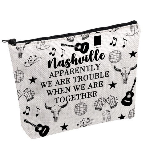 FOTAP Nashville Girls Trip Makeup Bag Nashville Vacation Zipper Pouch Nashville Lover Gift Country Music Cosmetic Bag (NASHVILLE) FOTAP Nashville Girls Trip Makeup Bag Nashville Vacation Zipper Pouch Nashville Lover Gift Country Music Cosmetic Bag (NASHVILLE)