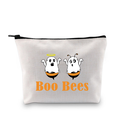 JXGZSO Funny Bee Lover Gift Bee Toiletry Bag Bees Couples Boo Bees Bee Travel Makeup Bag Halloween Themed Gift Bee Zipper Bag