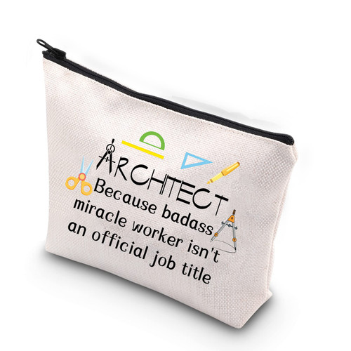 MNIGIU Architecture Gift Architect Cosmetic Makeup Bag Architectural Engineer Gift Travel Zipper Pouch (Architect title bag)
