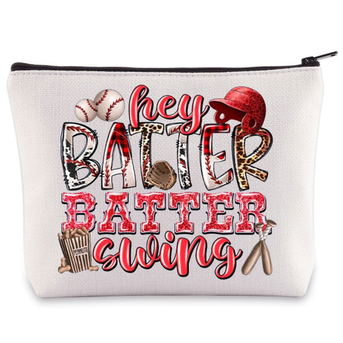 BWWKTOP Baseball Lovers Cosmetic Makeup Bag Baseball Player Gifts Hey Batter Batter Swing Baseball Player Zipper Pouch Bag (Hey Batter) BWWKTOP Baseball Lovers Cosmetic Makeup Bag Baseball Player Gifts Hey Batter Batter Swing Baseball Player Zipper Pouch Bag (Hey Batter)