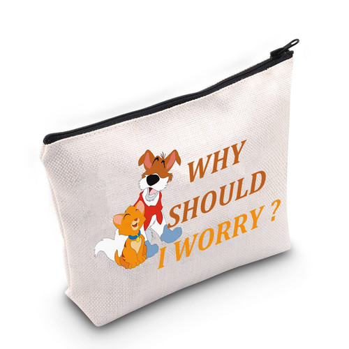 BWWKTOP Oliver Company Cosmetic Makeup Bag Oliver Dog Inspired Gift Why Should I Worry Oliver Zipper Pouch Bag For Movie Fans (SHOULD I WORRY)