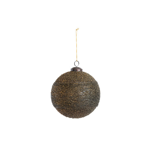 Creative Co-Op 5' Round Beaded Glass Ball Ornament, Antique Gold Finish