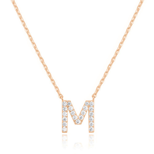 PAVOI 14K Rose Gold Plated Cubic Zirconia Initial Necklace | Letter Necklaces for Women | M Initial PAVOI 14K Rose Gold Plated Cubic Zirconia Initial Necklace | Letter Necklaces for Women | M Initial