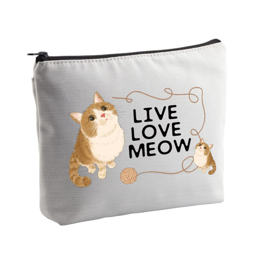 VAMSII Cat Makeup Bag Cute Cat Gifts for Cat Lovers Gifts Cat Owner Gifts Live Love Meow Cosmetic Zipper Pouch Cat Mom Travel Bag (White) VAMSII Cat Makeup Bag Cute Cat Gifts for Cat Lovers Gifts Cat Owner Gifts Live Love Meow Cosmetic Zipper Pouch Cat Mom Travel Bag (White)