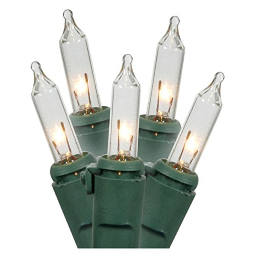 Vickerman W402611 50 Light Clear Random Twinkling Mini-Lights Set on Green Wire
