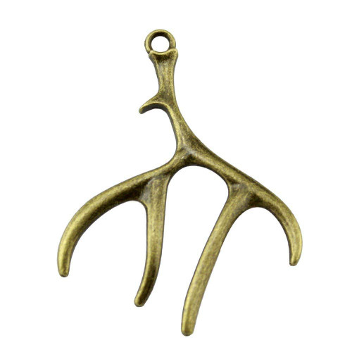 NEWME 12pcs Antlers Charms Pendant for DIY Jewelry Wholesale Crafting Bracelet and Necklace Making (Antique Bronze)