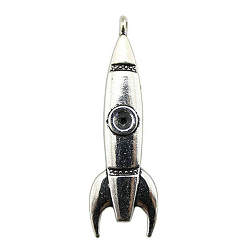 NEWME 15pcs Rocket Charms Pendant for DIY Jewelry Wholesale Crafting Bracelet and Necklace Making (Antique Silver)