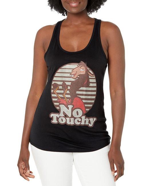 Disney Junior's Emporer's New Groove No Touchy Slim Fit, Scoop Hem Racerback Tank, Black, Small Disney Junior's Emporer's New Groove No Touchy Slim Fit, Scoop Hem Racerback Tank, Black, Small