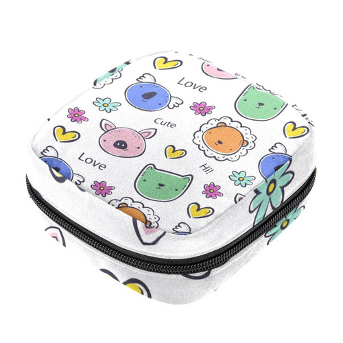 Animals Pattern Makeup Bag Zipper Pouch Travel Cosmetic Organizer for Women and Girls