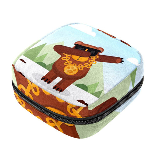 Bear Animal Makeup Bag Zipper Pouch Travel Cosmetic Organizer for Women and Girls
