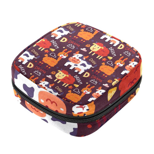Colorful Animals Makeup Bag Zipper Pouch Travel Cosmetic Organizer for Women and Girls