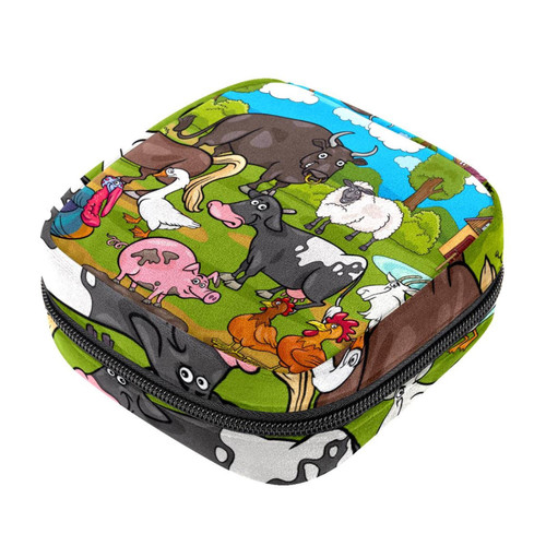 Farm Animal Selfie Makeup Bag Zipper Pouch Travel Cosmetic Organizer for Women and Girls