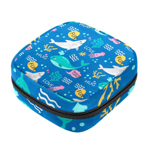 Makeup Bag Colorful Animals Blue Cosmetic Bag Makeup Pouch Travel Toiletry Bag Organizer Storage Bag for Women Girls