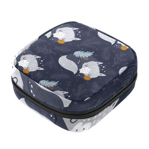 Makeup Bag Kids Pattern with Forest Animals Cute Wolfs Baby Background Good Night Collection Cosmetic Bag Makeup Pouch Travel Toiletry Bag Organizer Storage Bag for Women Girls