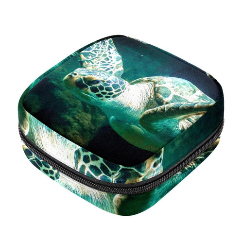 Sea Turtle Marine Animal Underwater Makeup Bag Zipper Pouch Travel Cosmetic Organizer for Women and Girls