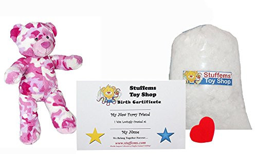 Make Your Own Stuffed Animal Mini 8 Inch "Cammie" the Pink Camo Bear - No Sewing Required!