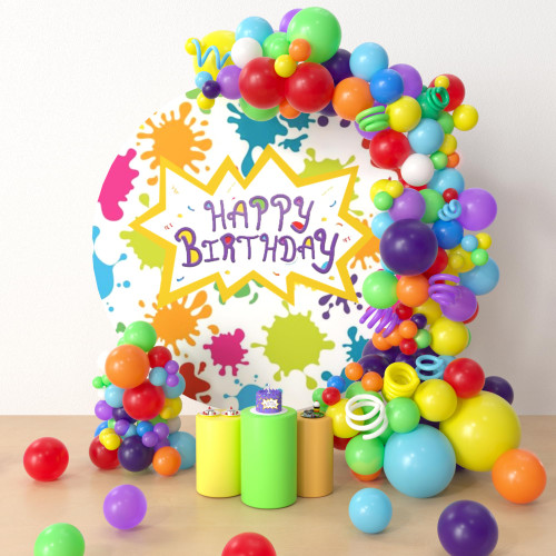HYOWCHI Cartoon Birthday Party Decorations - 155 Pcs Kids Cartoon Go Wild Party Balloon Garland Arch Kit, Colorful Latex Balloon Arch For Cartoon Animation Fans Theme Birthday Party Supplies