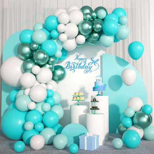 Teal Balloon Garland Kit, 110PCS Teal and White Arch with Teal White Metallic Green Latex Balloons, Turquoise Balloons Teal Balloon Arch for Birthday Wedding Baby Shower Graduation Party Decorations Teal Balloon Garland Kit, 110PCS Teal and White Arch with Teal White Metallic Green Latex Balloons, Turquoise Balloons Teal Balloon Arch for Birthday Wedding Baby Shower Graduation Party Decorations