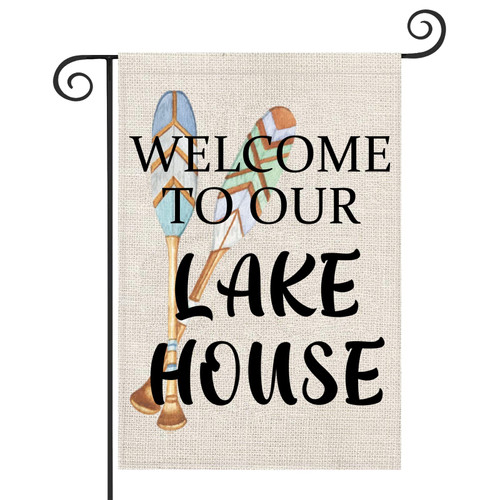 ZJXHPO Lake House Yard Flag Welcome To Our Lake House Garden Flag Camping Flag Housewarming Gift Lake House Decor (Lake House flag)
